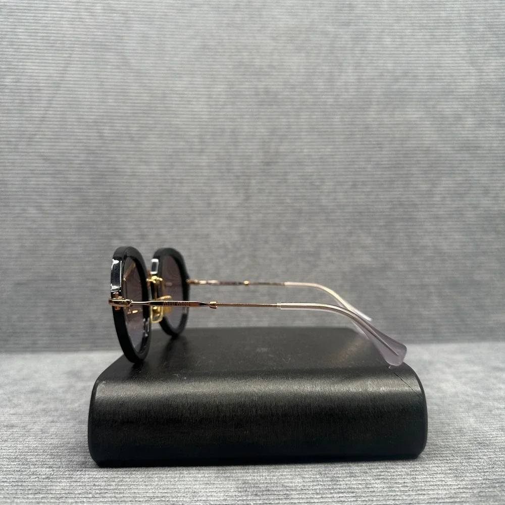 Miu Miu SMU 05Q Round Y2K Sunglasses Black Gold Metal Made in Italy 54-23-140